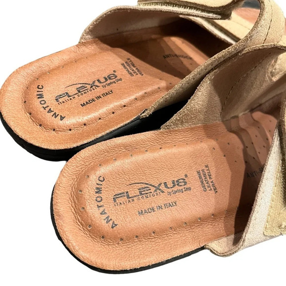 NWOB Flexus Spring Step Anatomic Beige Suede Leather Sandals Glitter Italy 8 - Picture 9 of 12